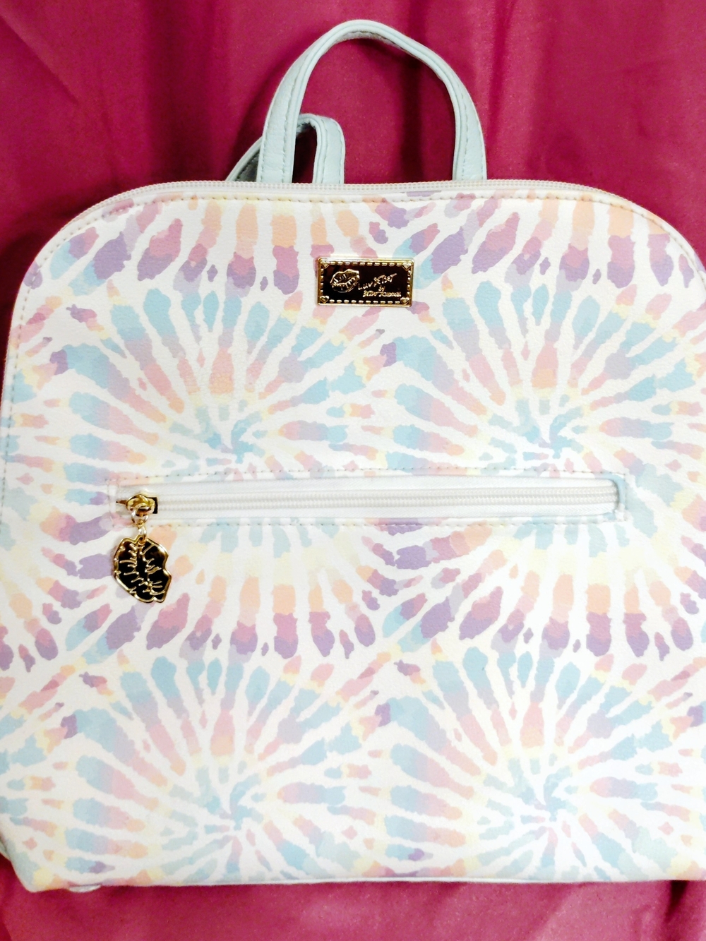 Pastel Tie-Dye Backpack Tote with Gold Accent